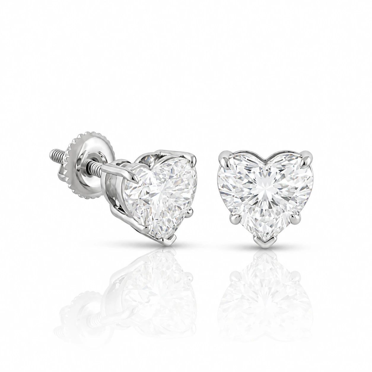1.00 CT Heart Diamond Stud Earrings White gold