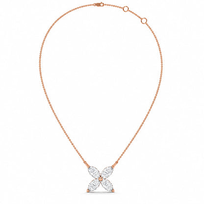 1.00 CT Marquise Diamond Butterfly Pendant Necklace Rose Gold Full Chain