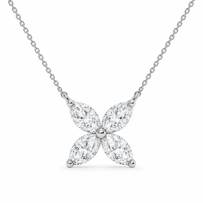 1.00 CT Marquise Diamond Butterfly Pendant Necklace White Gold Half Chain