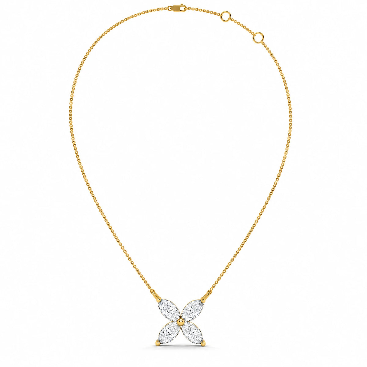 1.00 CT Marquise Diamond Butterfly Pendant Necklace Yellow Gold Full Chain