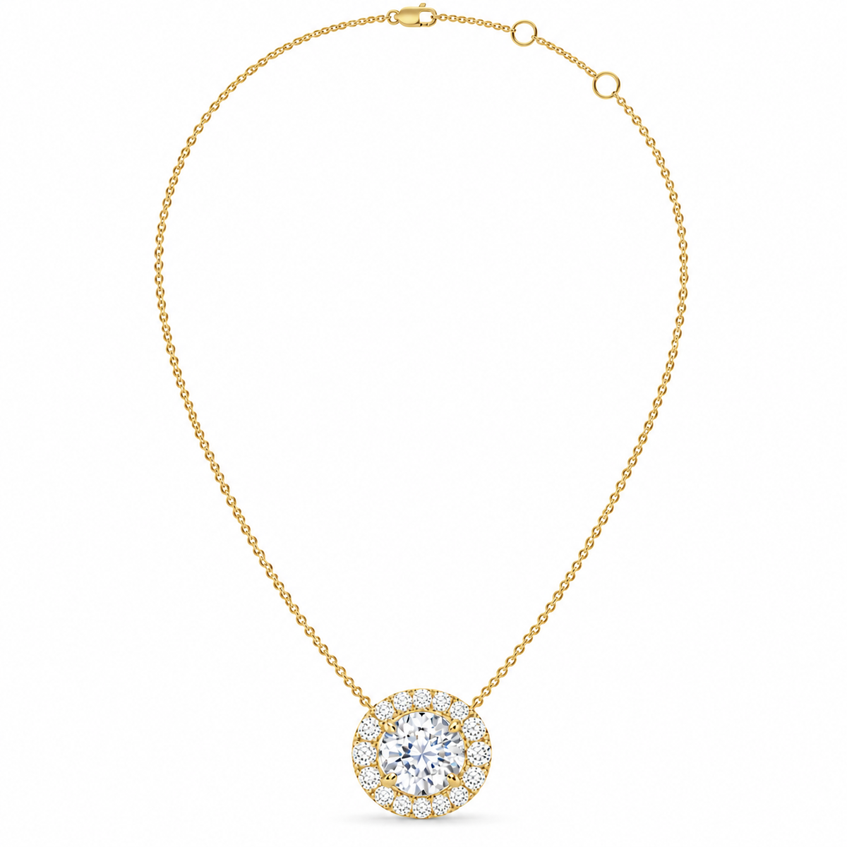 1.10 CT Diamond Halo Circle Pendant Necklace