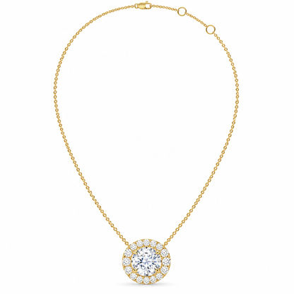 1.10 CT Diamond Halo Circle Pendant Necklace