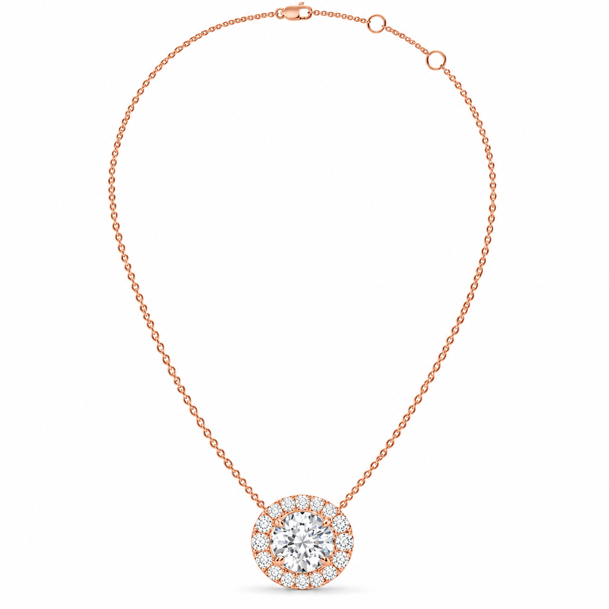 1.10 CT Diamond Halo Circle Pendant Necklace-2