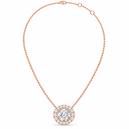 1.10 CT Diamond Halo Circle Pendant Necklace-2