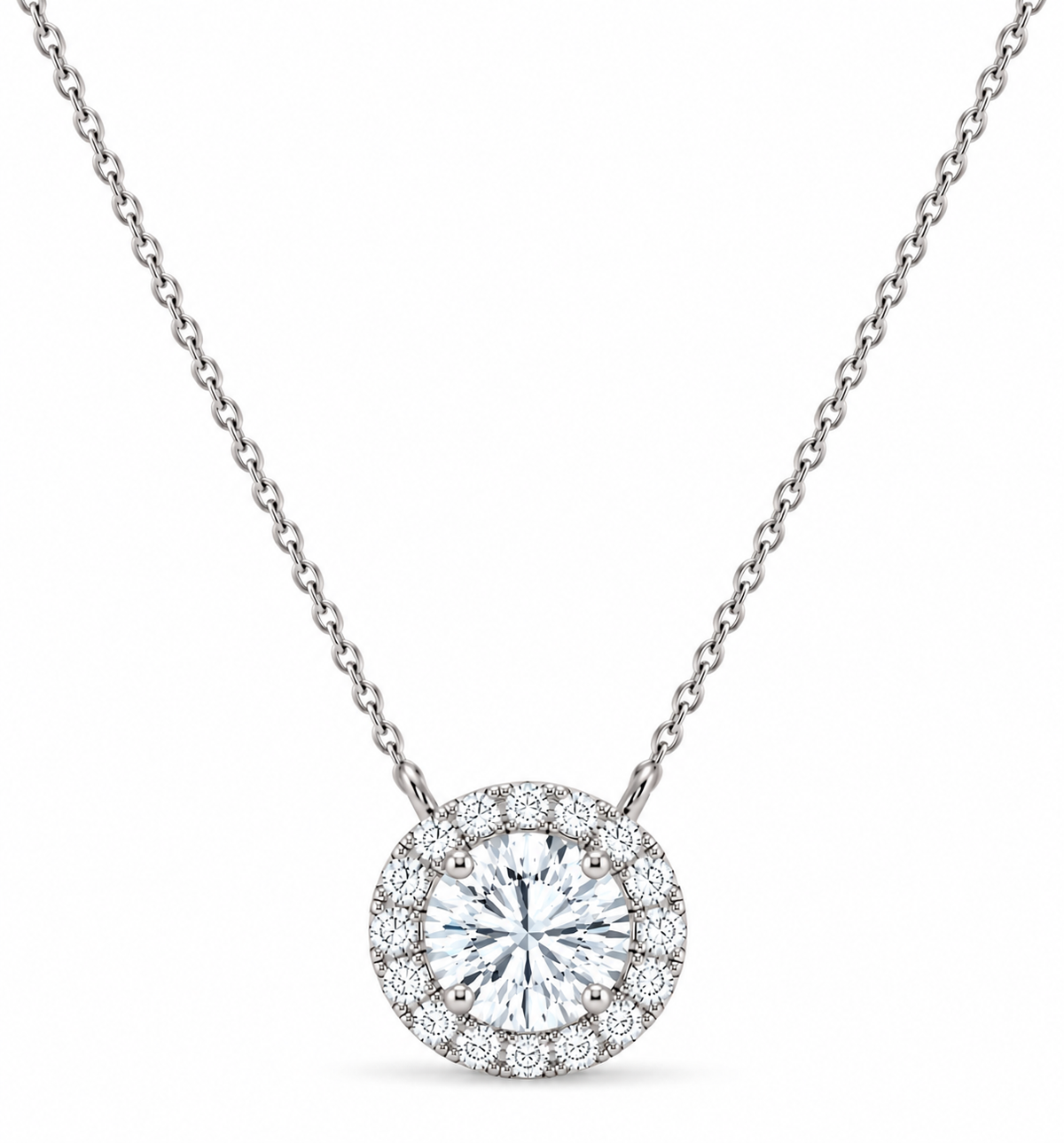 1.10 CT Diamond Halo Circle Pendant Necklace-3
