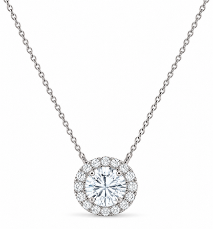 1.10 CT Diamond Halo Circle Pendant Necklace-3