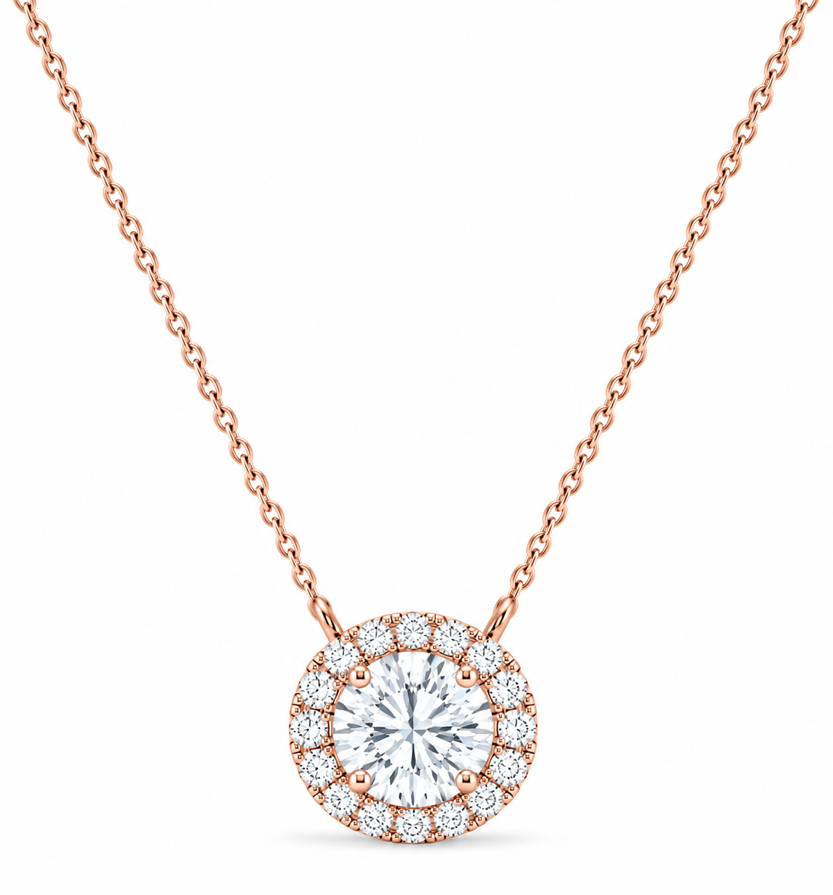1.10 CT Diamond Halo Circle Pendant Necklace-4