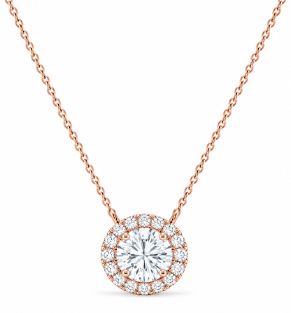 1.10 CT Diamond Halo Circle Pendant Necklace-4