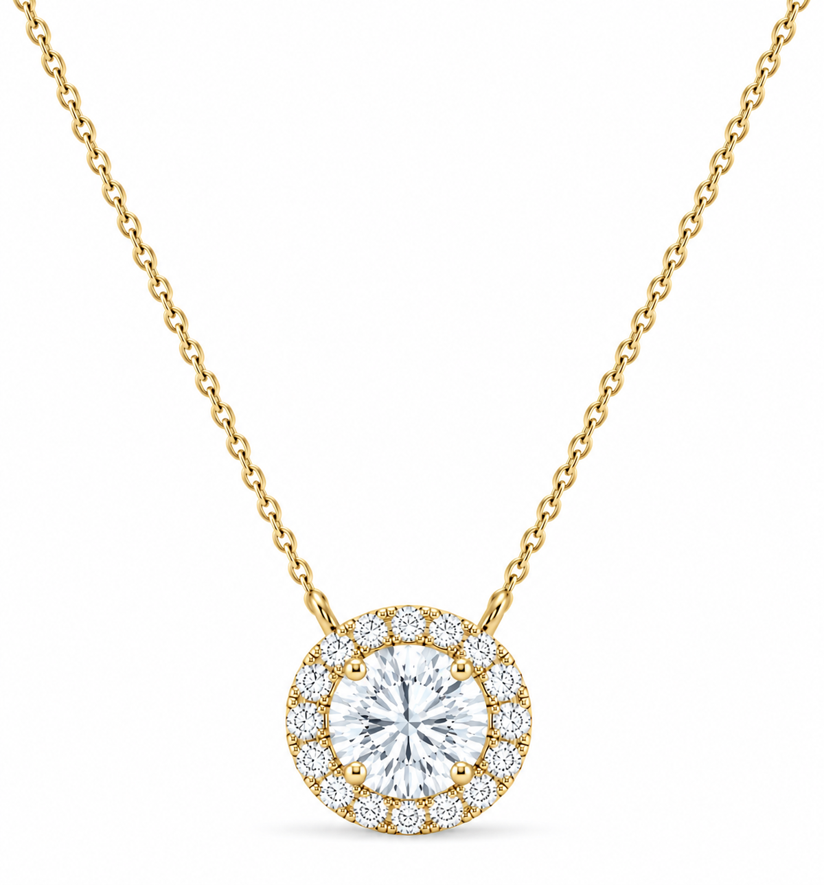 1.10 CT Diamond Halo Circle Pendant Necklace-5