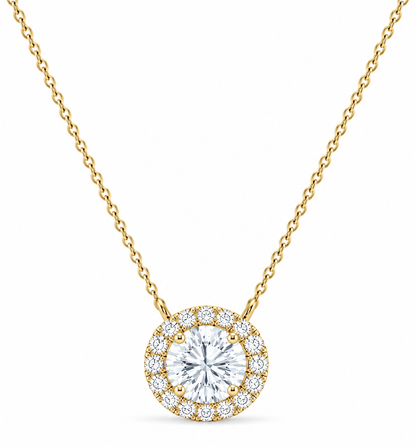 1.10 CT Diamond Halo Circle Pendant Necklace-5