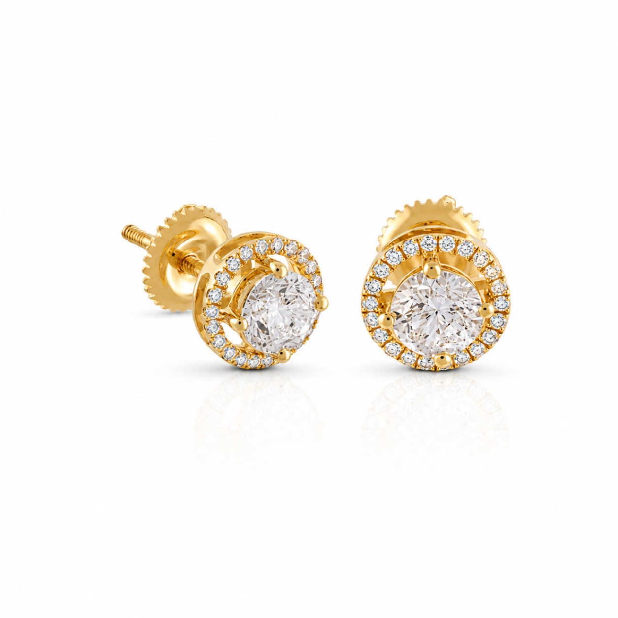 1.14 CT Round Halo Diamond Stud Earrings