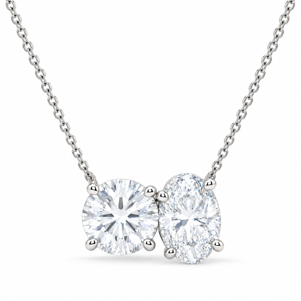 1.50 CT Two-Stone Diamond Pendant Necklace