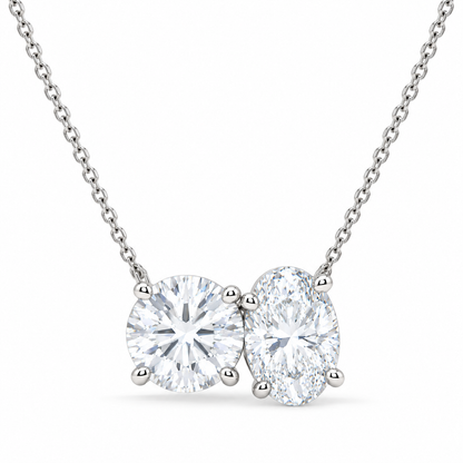 1.50 CT Two-Stone Diamond Pendant Necklace