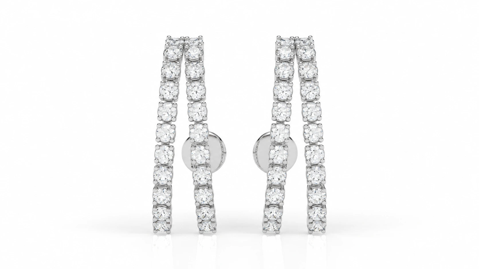 1.67 CTW Lab-Grown Diamond Hoop Earrings - White Gold - Front View