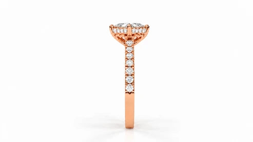 1.87 CTW Princess Cut Diamond Pavé Engagement Ring - Rose Gold - Side View