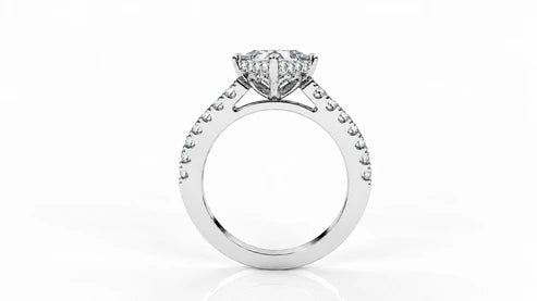 1.87 CTW Princess Cut Diamond Pavé Engagement Ring - White Gold - Back View