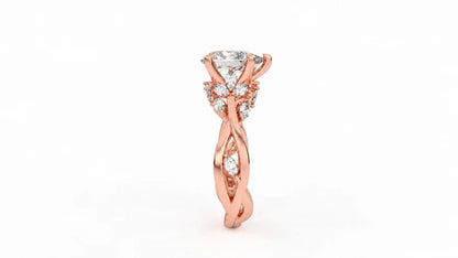 1.98 CTW Pear Cut Diamond Three Stone Engagement Ring - Rose Gold - Side View