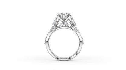 1.98 CTW Pear Cut Diamond Three Stone Engagement Ring - White Gold - Back View