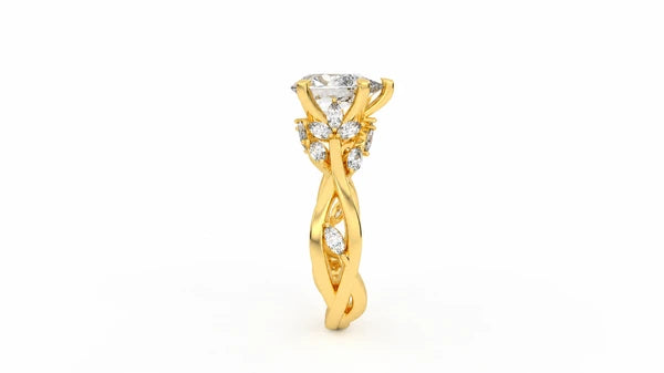 1.98 CTW Pear Cut Diamond Three Stone Engagement Ring - Yellow Gold - Side View