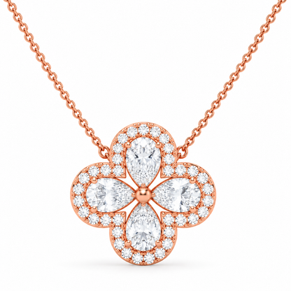 1.99 CT Diamond Four-Leaf Clover Pendant Necklace-1