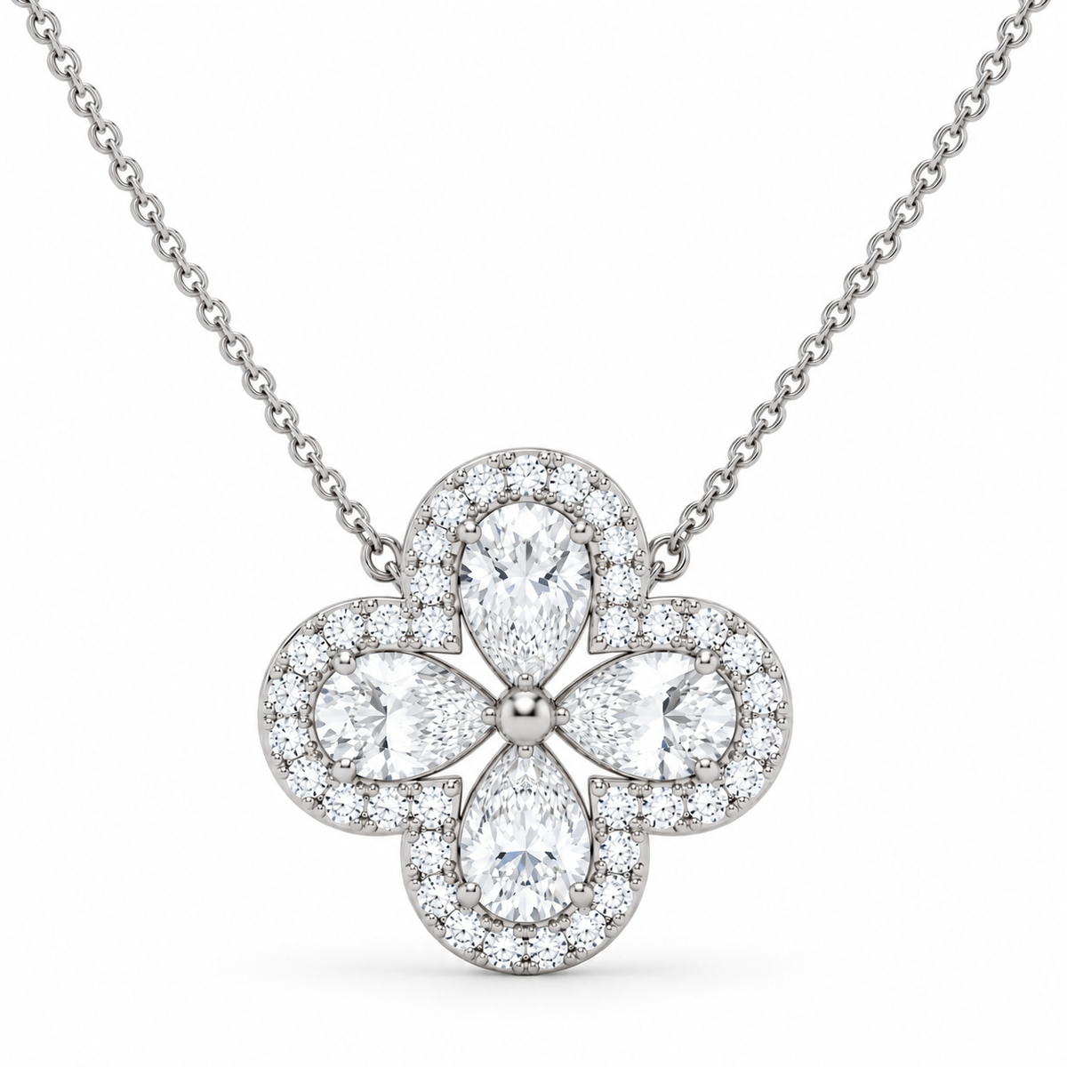 1.99 CT Diamond Four-Leaf Clover Pendant Necklace-2