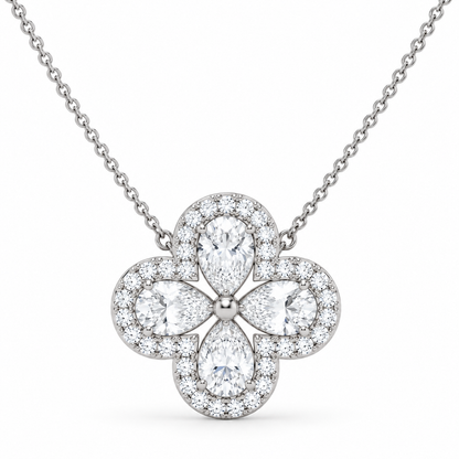 1.99 CT Diamond Four-Leaf Clover Pendant Necklace-2
