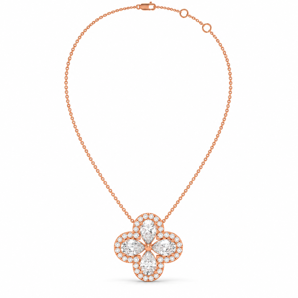 1.99 CT Diamond Four-Leaf Clover Pendant Necklace-3