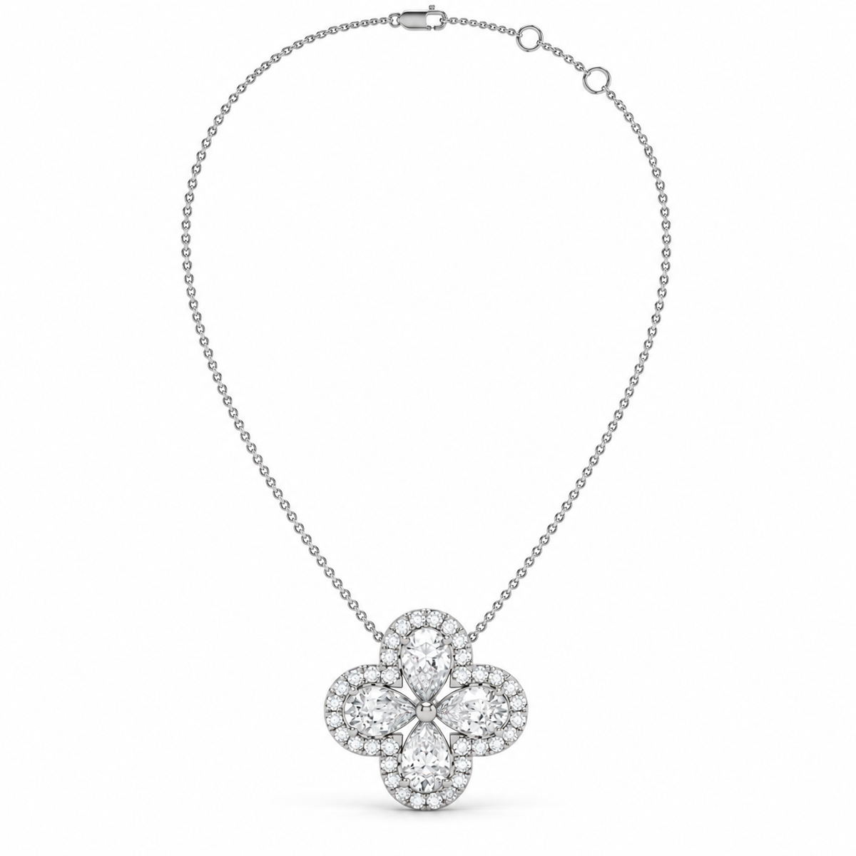 1.99 CT Diamond Four-Leaf Clover Pendant Necklace-4