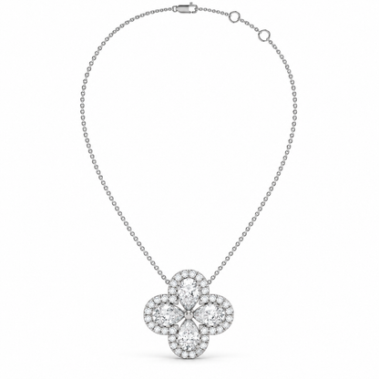1.99 CT Diamond Four-Leaf Clover Pendant Necklace-4