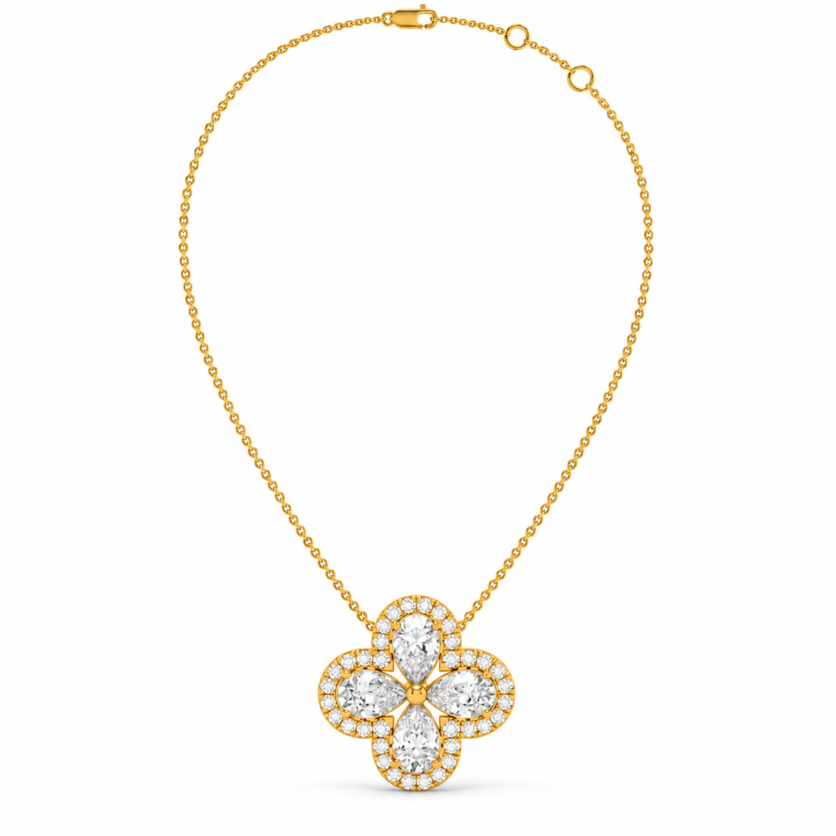 1.99 CT Diamond Four-Leaf Clover Pendant Necklace-5