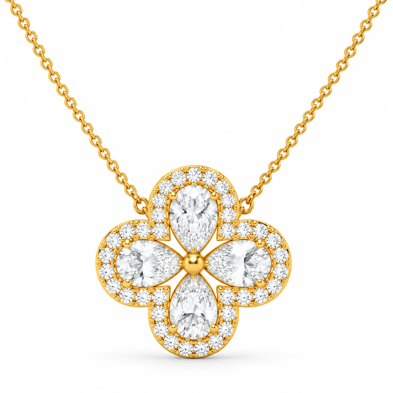 1.99 CT Diamond Four-Leaf Clover Pendant Necklace