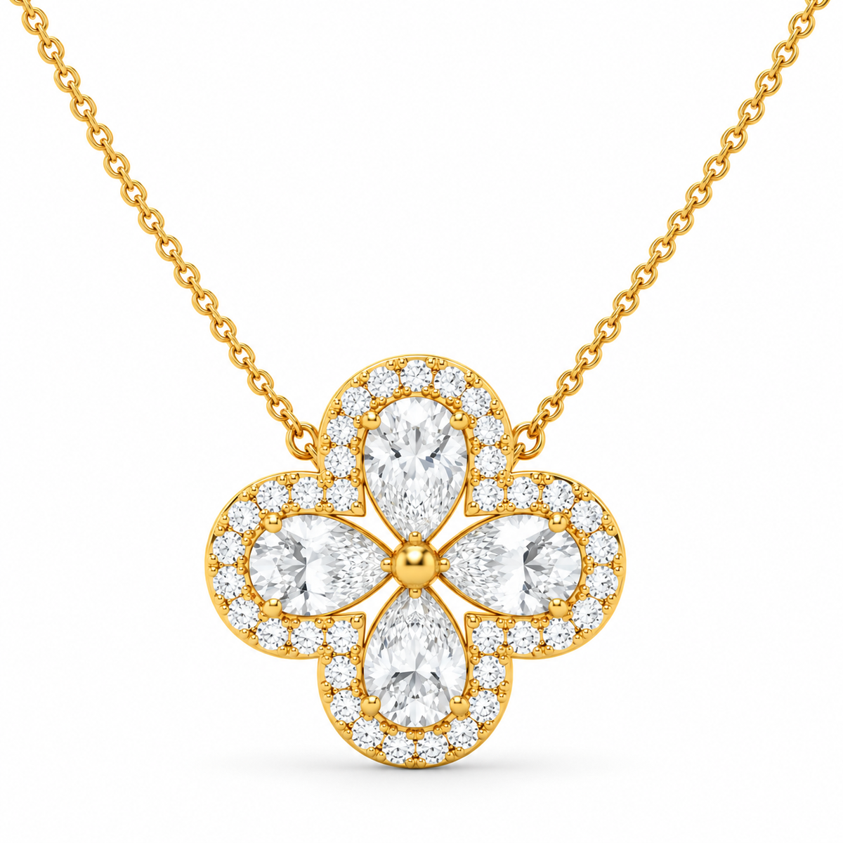 1.99 CT Diamond Four-Leaf Clover Pendant Necklace