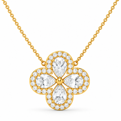 1.99 CT Diamond Four-Leaf Clover Pendant Necklace