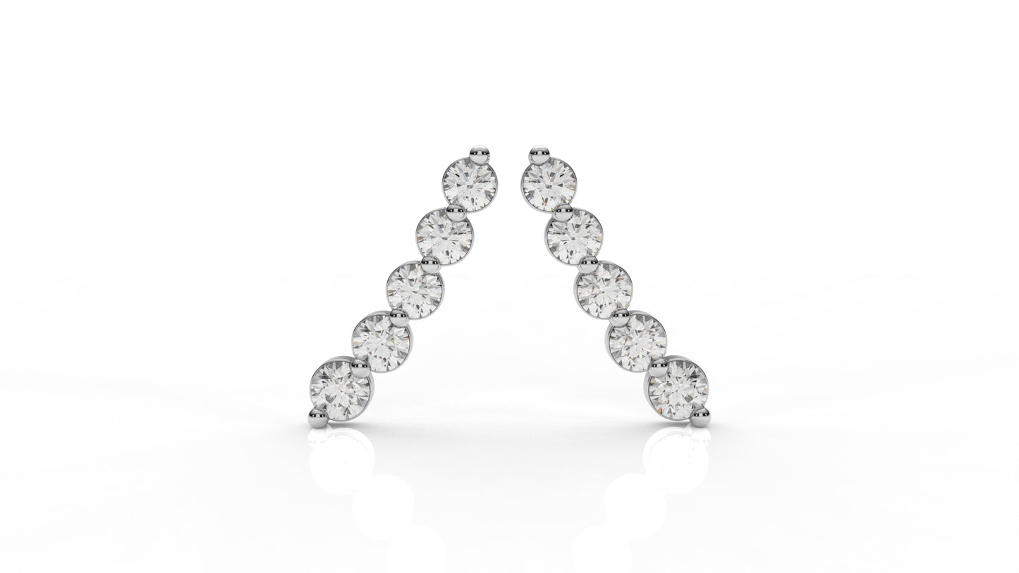 Silver earrings with small diamonds GLAM NYC
