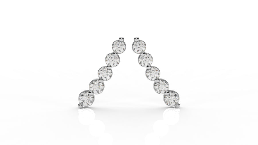Silver earrings with small diamonds GLAM NYC