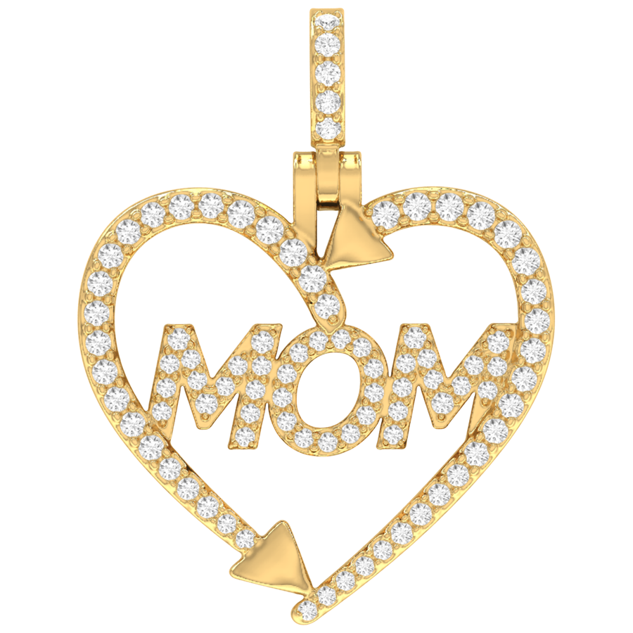 Gold pendant with 'MOM' in a heart shape GLAM NYC