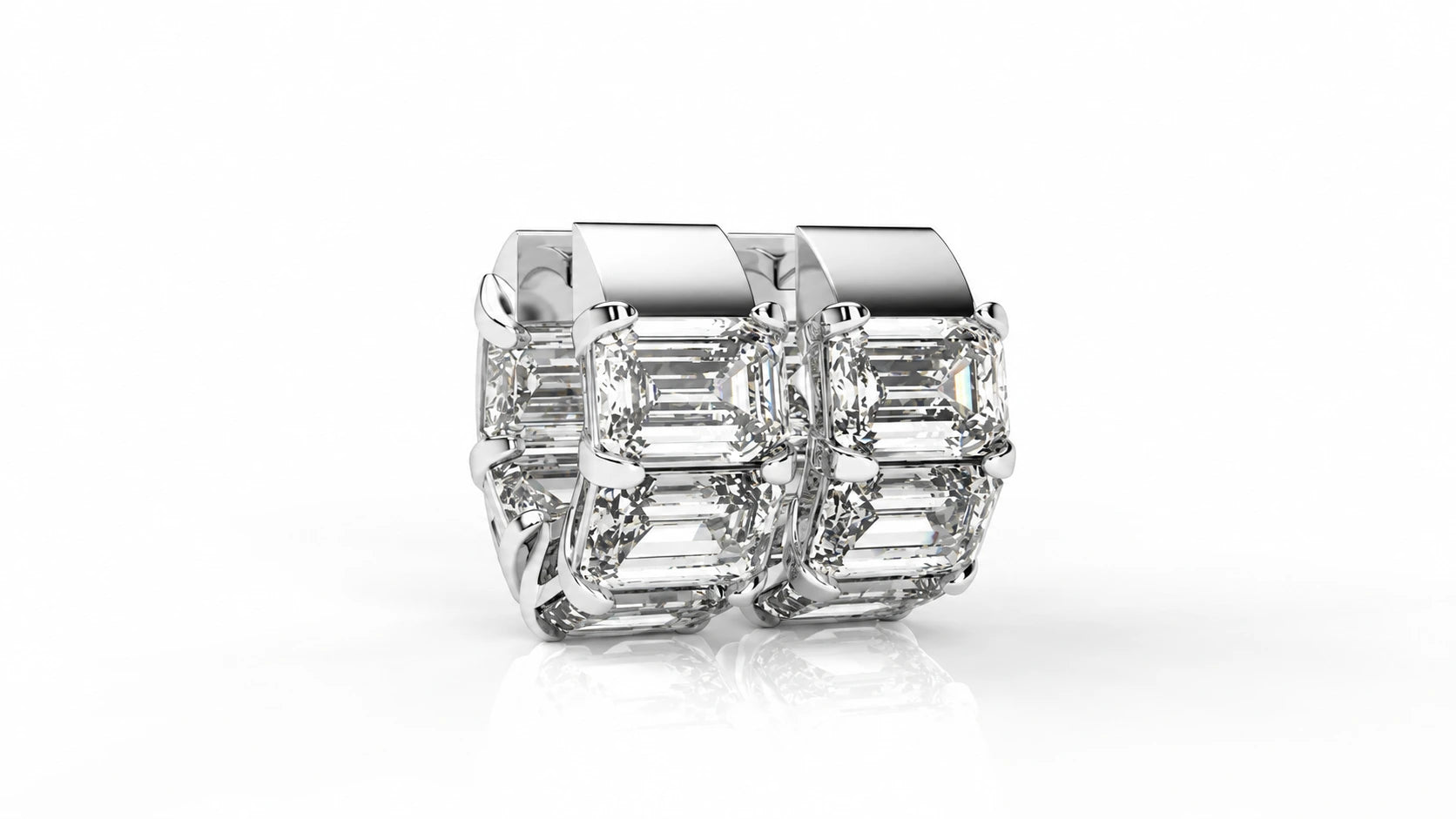 10.00 CTW Lab-Grown Diamond Hoop Earrings white gold  front view
