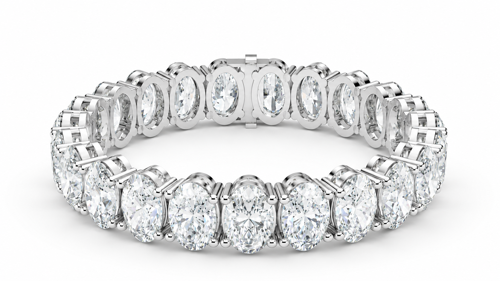 10.6 MM Oval-Cut Diamond Tennis Bracelet – 46 CTW