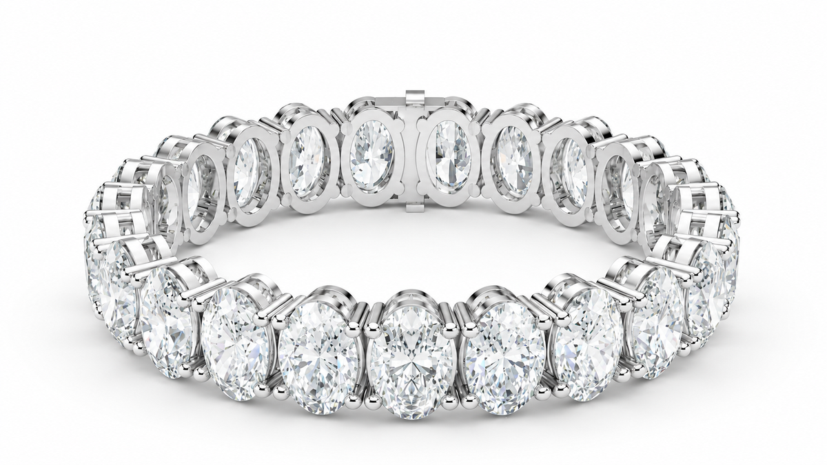 10.6 MM Oval-Cut Diamond Tennis Bracelet – 46 CTW