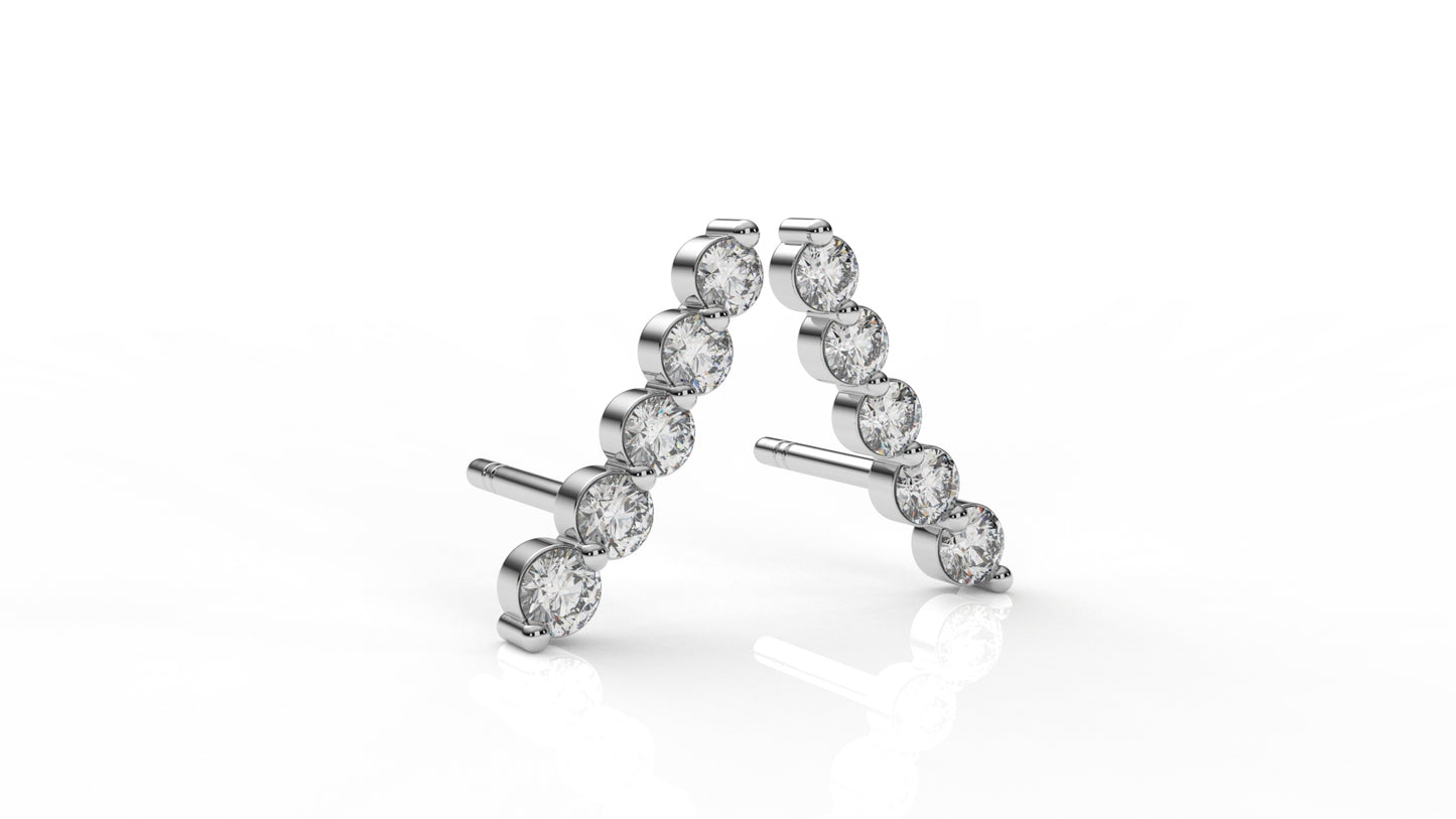 Silver earrings with small diamonds GLAM NYC