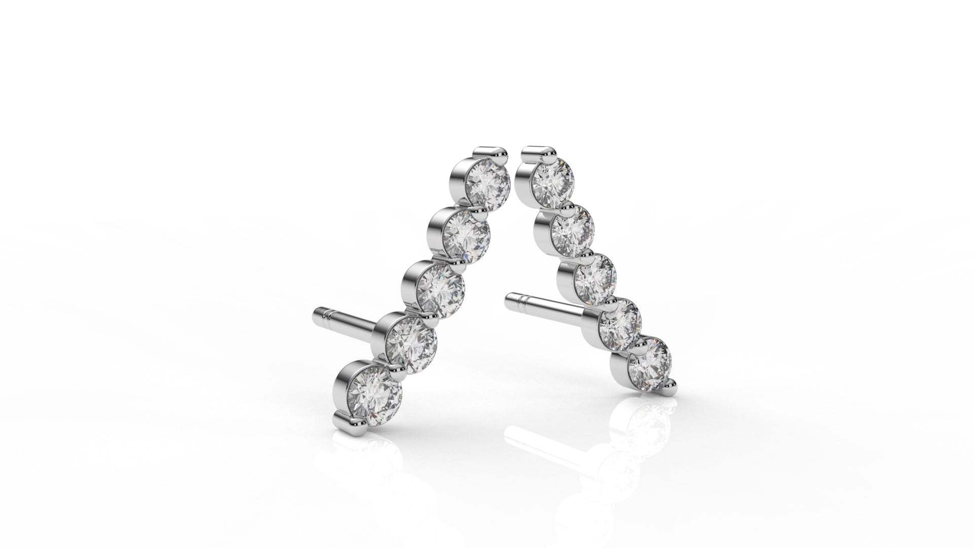 Silver earrings with small diamonds GLAM NYC