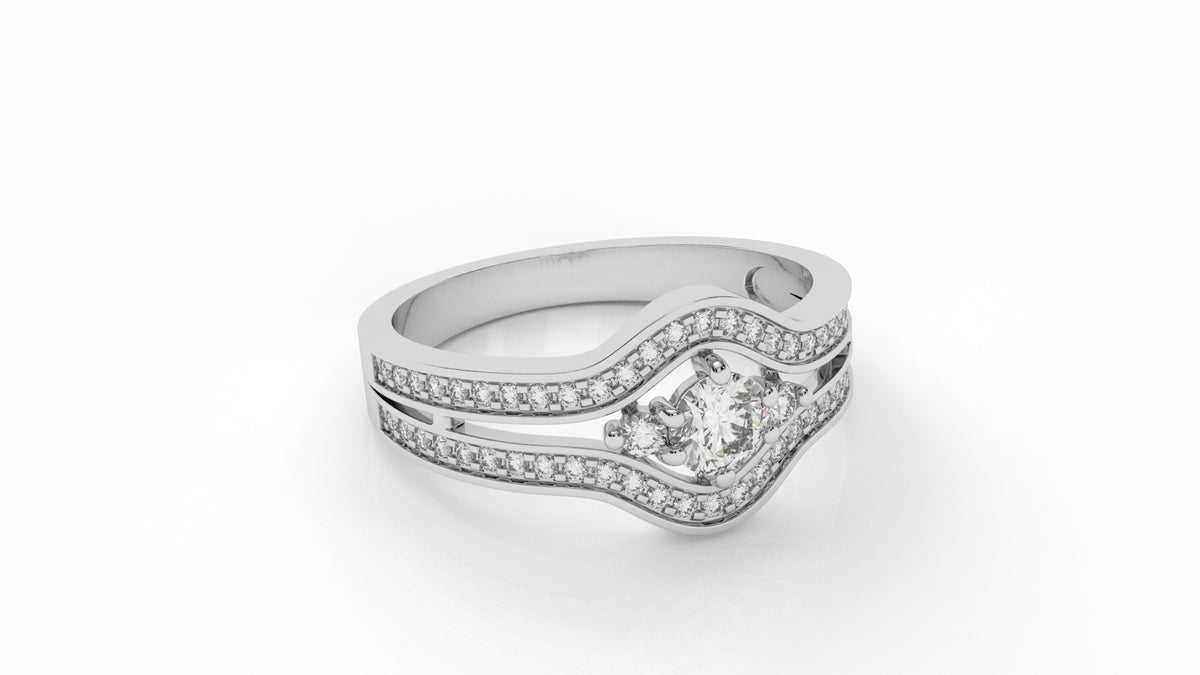 Silver ring with diamond accents GLAM NYC