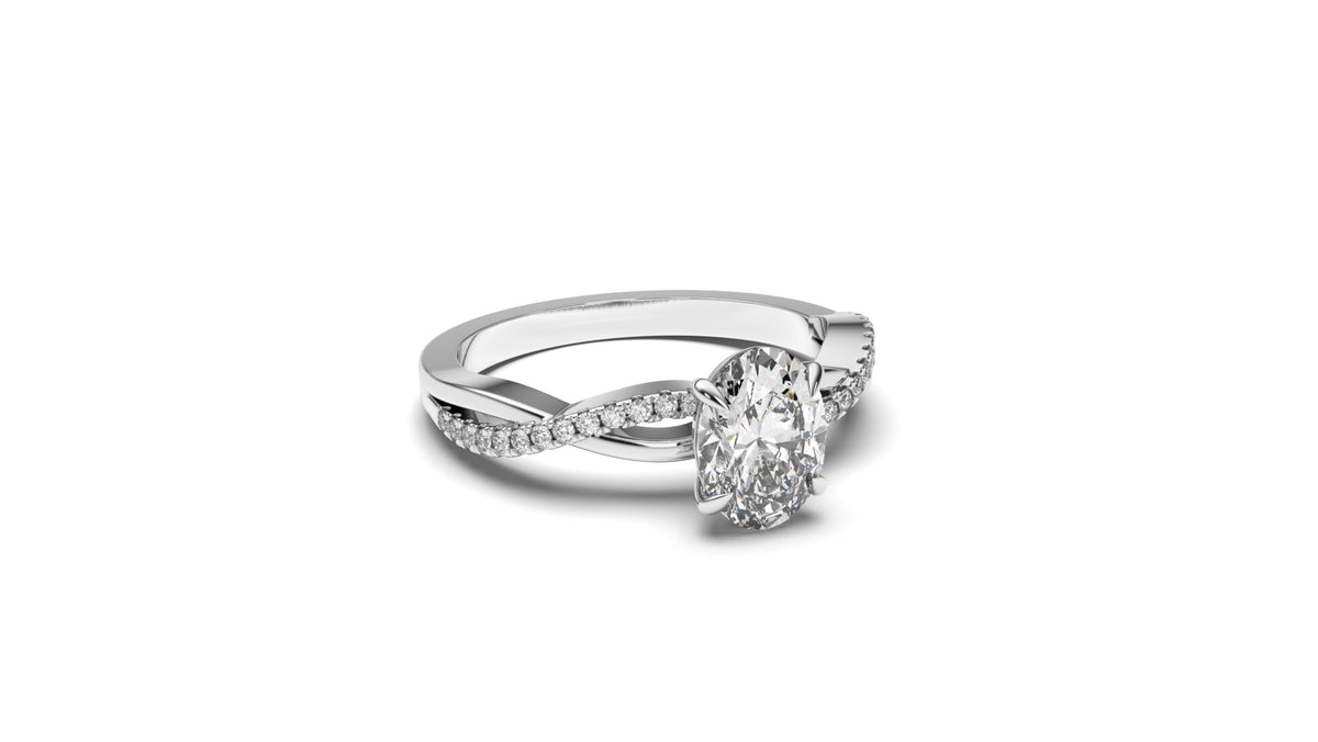 1.125 CTW Oval Diamond Split Shank Engagement Ring