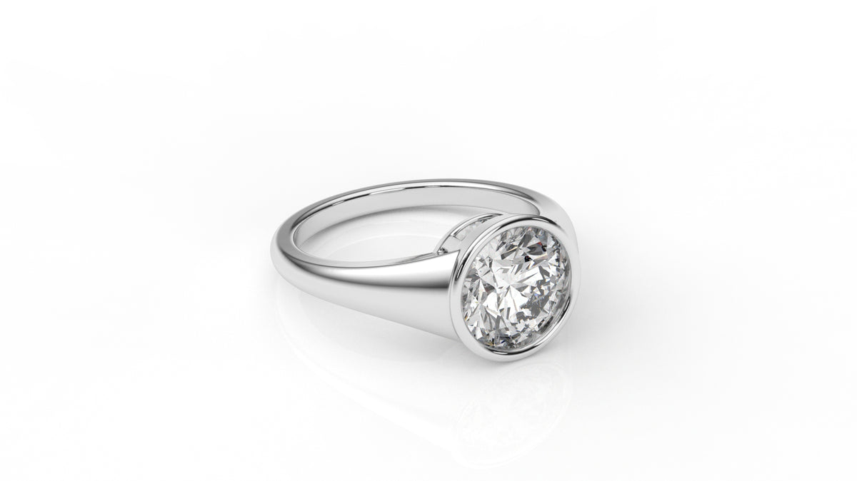 2ct Diamond Vintage Bezel-Set Round Diamond Solitaire Ring