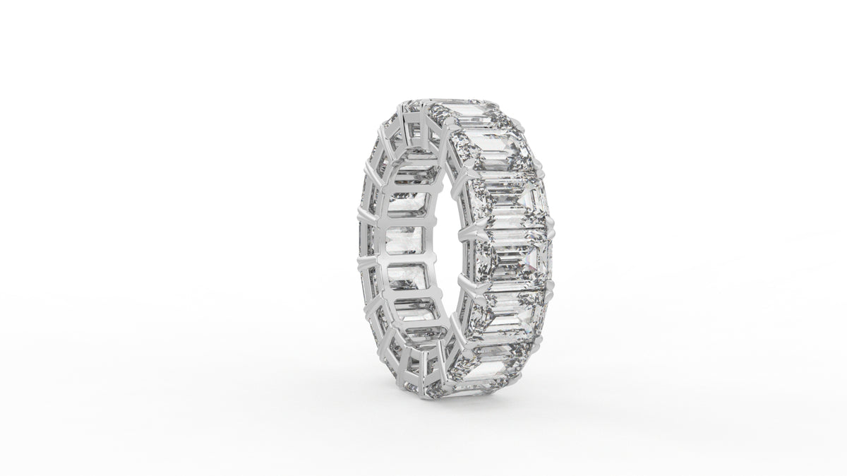 12 CTW Emerald Cut Diamond Eternity Wedding Band