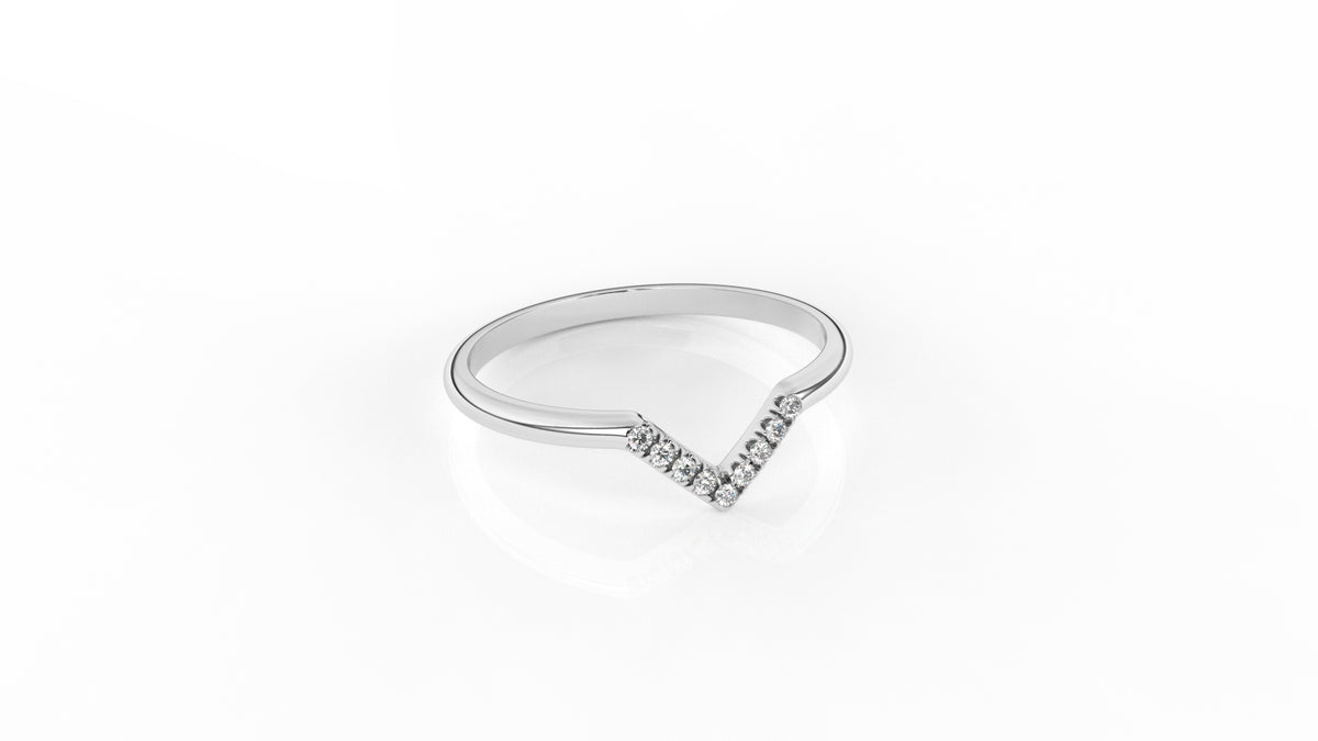 Silver ring with V-shaped design of diamonds GLAM NYC  