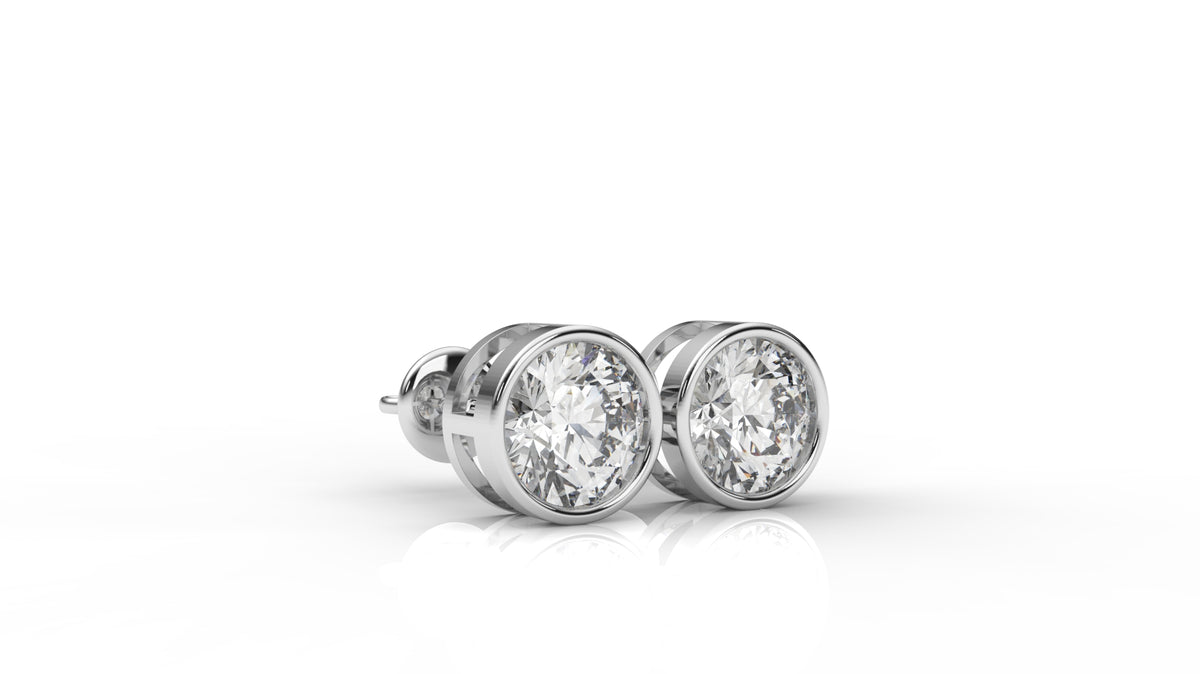4.00 CTW Round Diamond Bezel Stud Earrings