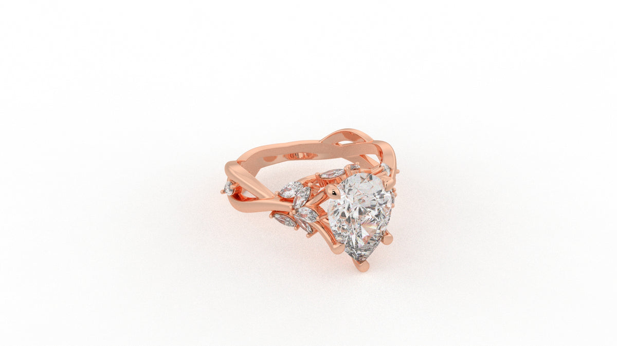 1.98 CTW Pear Cut Diamond Three Stone Engagement Ring