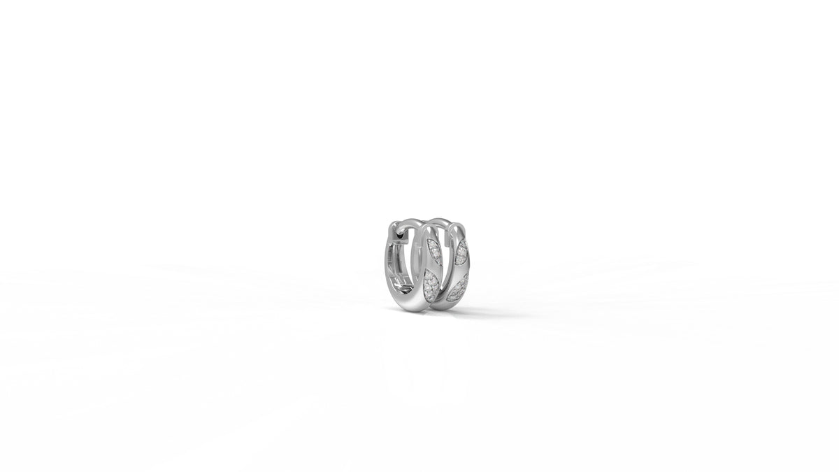 Silver hoop earrings with diamonds GLAM NYC