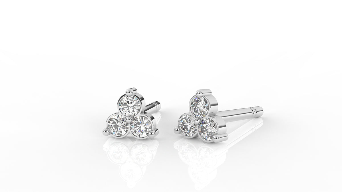 Silver earring with three diamonds GLAM NYC